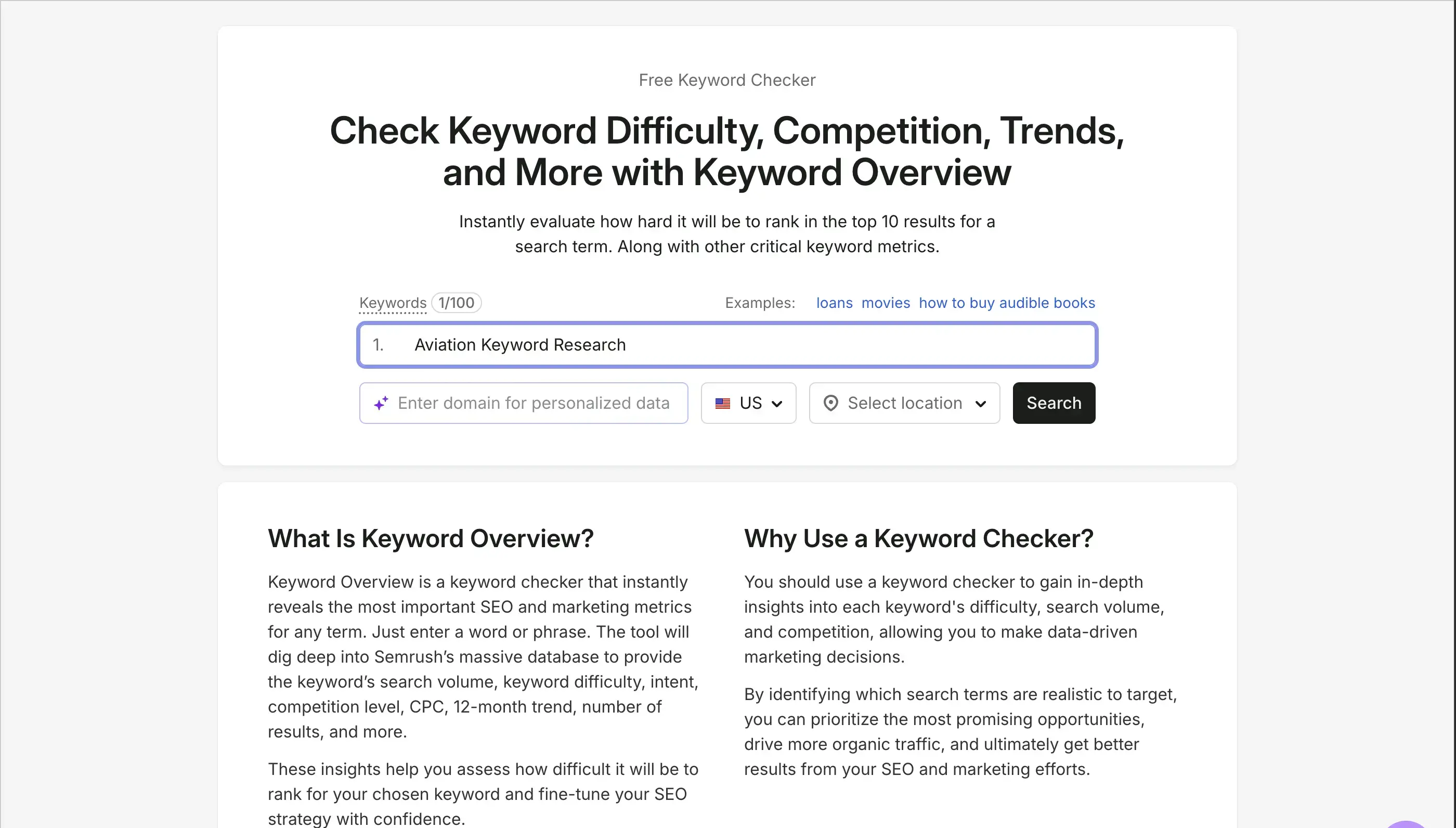 Aviation Keyword Research