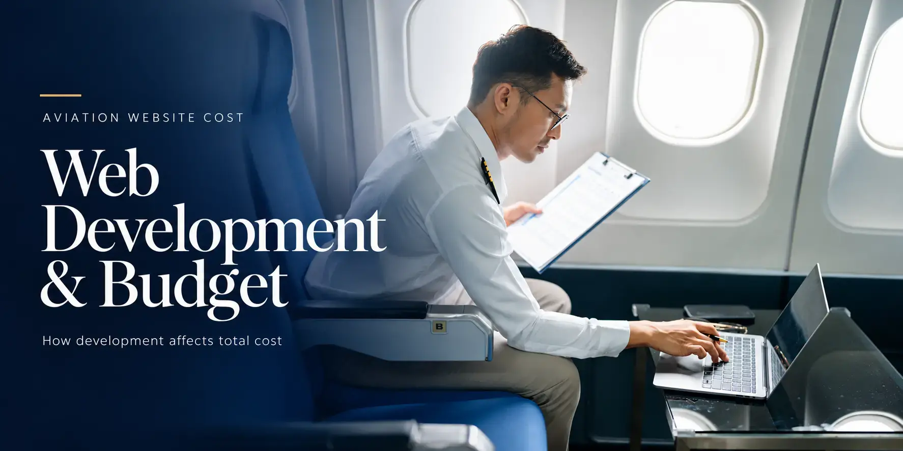 Pilot reviewing how aviation web development affects the website budget