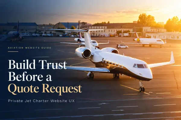 Privatjet-Charter-Website: UX und Vertrauen vor der Anfrage