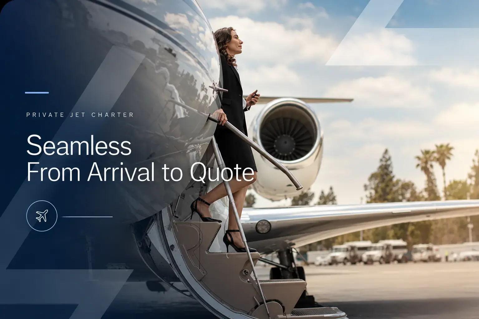 Private jet charter website UX focused on building trust before a quote request
